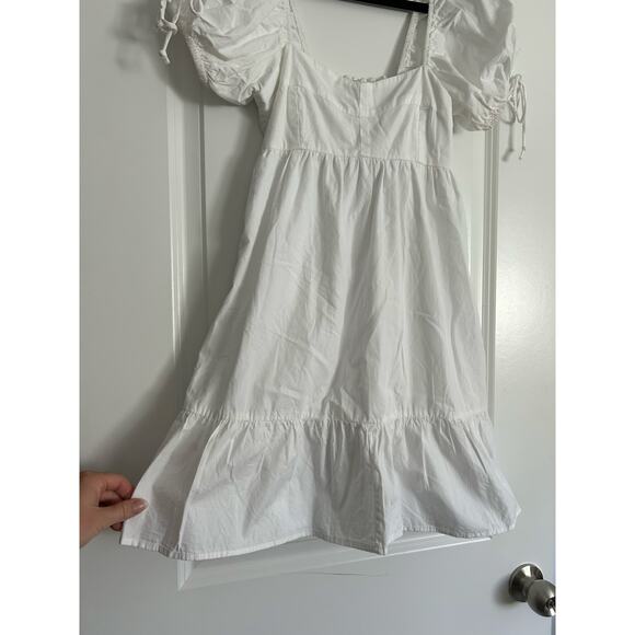 Women's White Puff-Sleeve Mini Dress Size Small - Picture 3 of 5